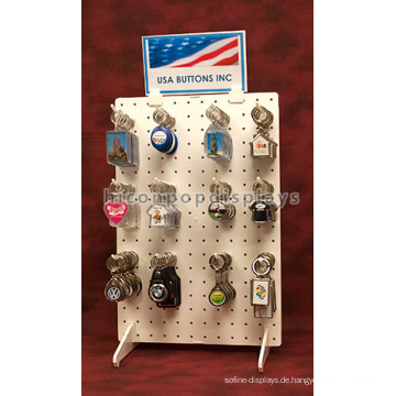 Geschenke Store Counter Top Double Sided White Pegboard Schlüsselanhänger Schlüsselanhänger Key Ring Display Großhandel